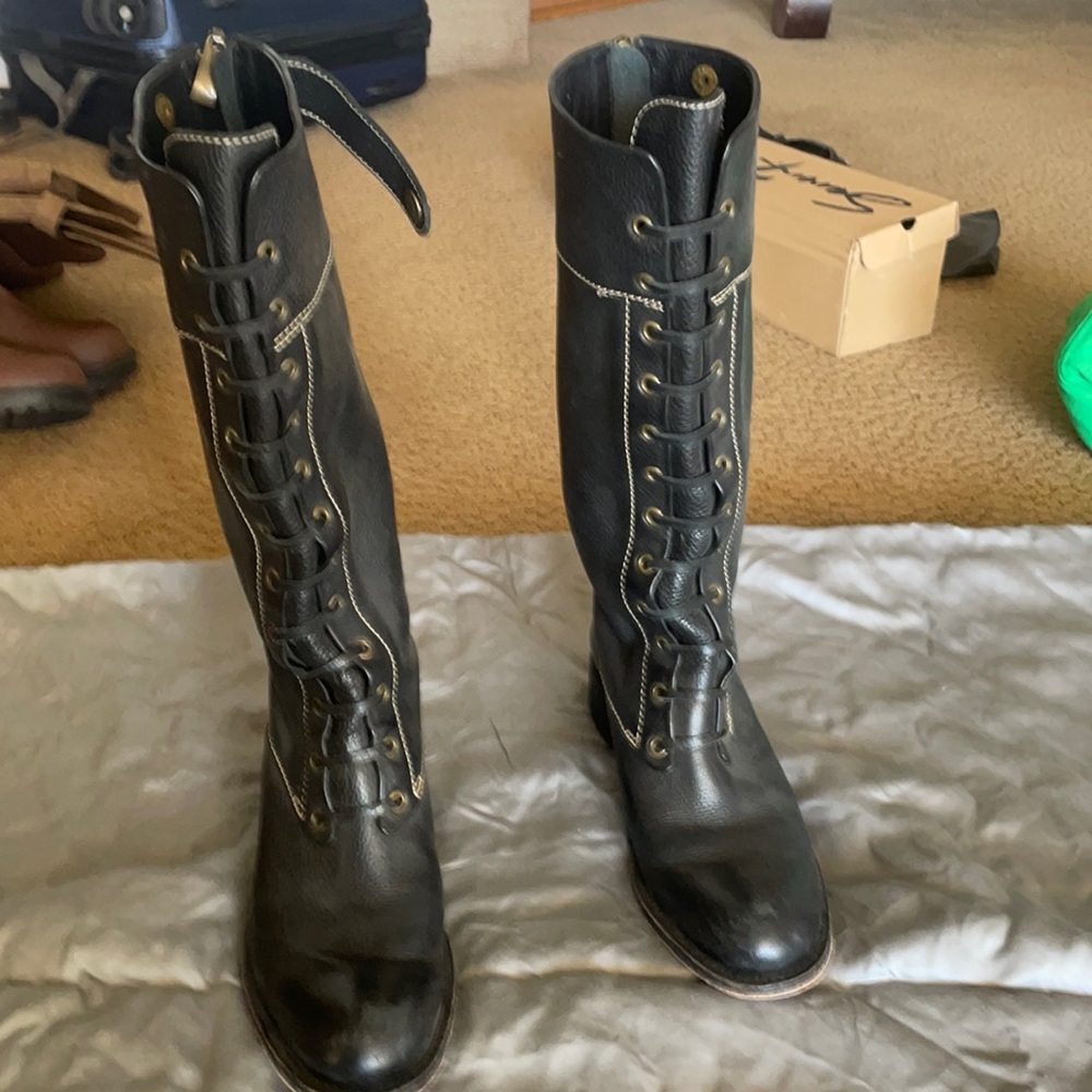 Tall lace up boots